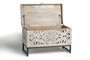 GINER Y COLOMER Buffet en bois de manguier et métal, sculpté à la main, finition blanc vieilli